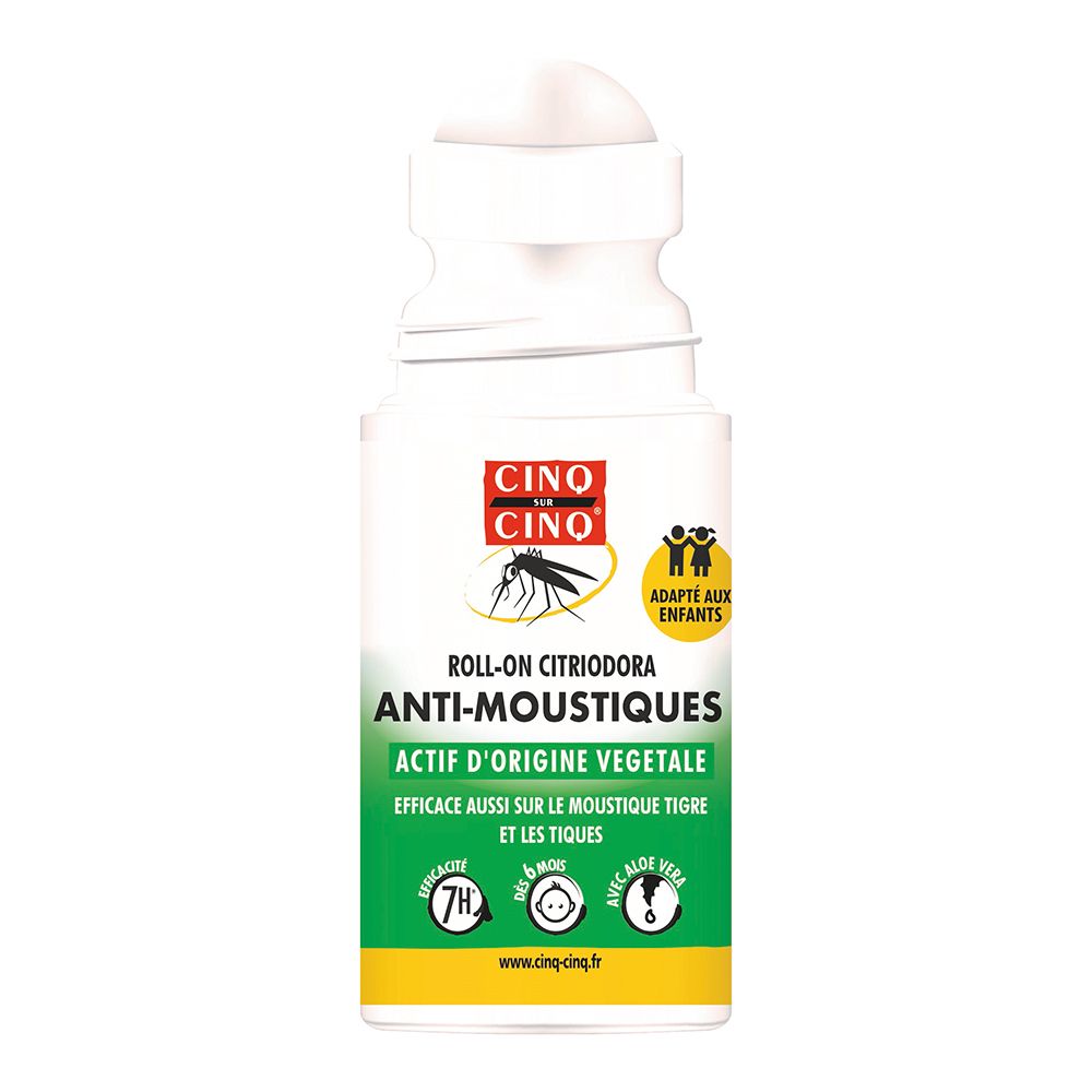Cinq SUR Cinq Roll-on Anti-Moustiques Citriodora- Actifs d'Origine Végétale