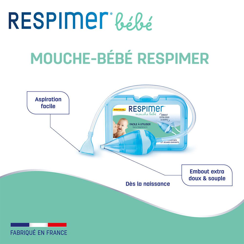 Aspirateur nasal RESPIMER® avec accessoires. Facile à utiliser. Dès la naissance.