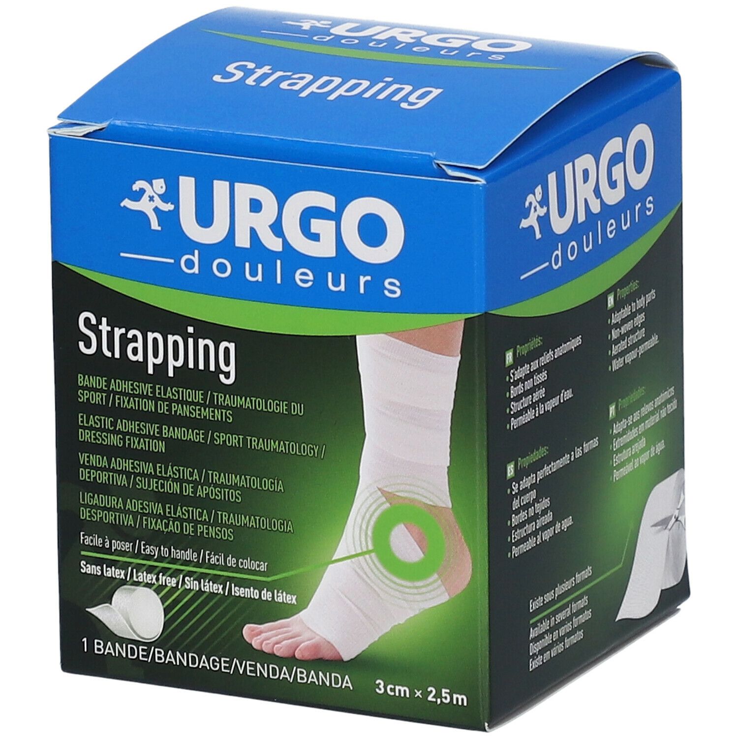 Urgo Strapping Bande élastique adhésive de contention 2,5 m x 3 cm