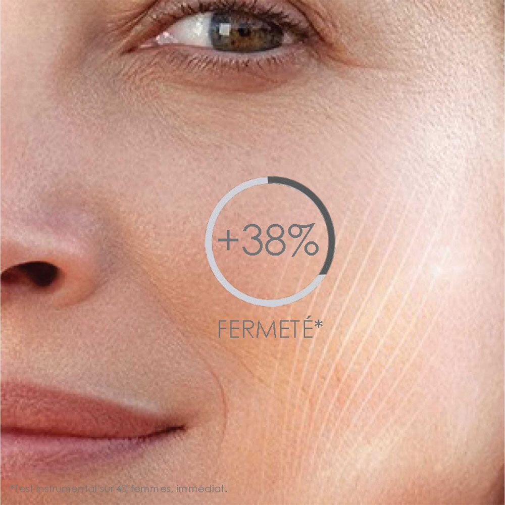 Gesicht einer Frau. Text: +38% FERMETÉ.