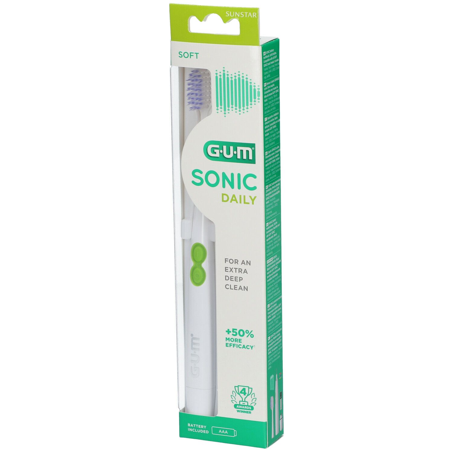 Gum® Sonic Daily White 4100 Brosse à dents électrique à pile