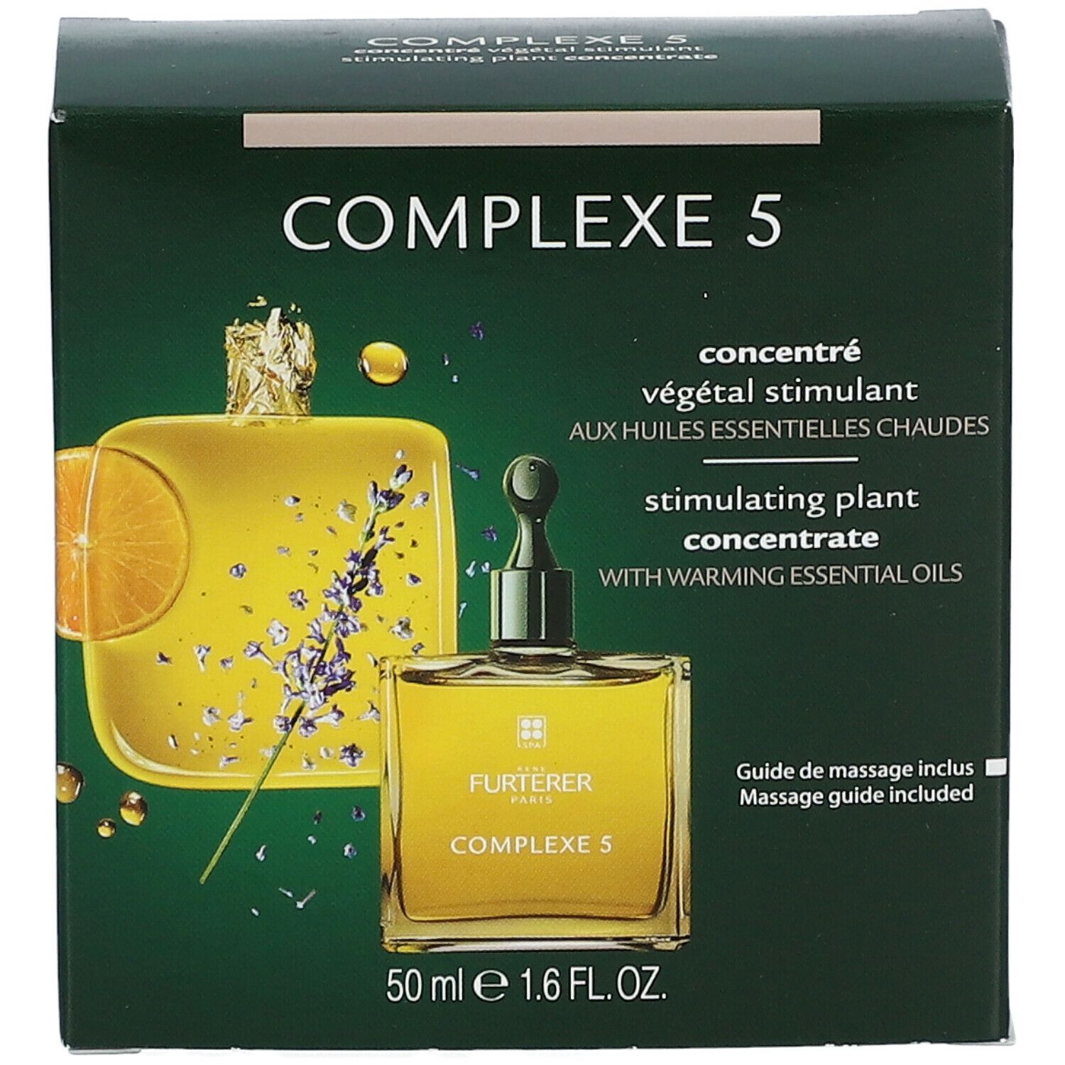 Boîte avec illustration du produit. Inscription: Complexe 5, concentré végétal stimulant, 50 ml.
