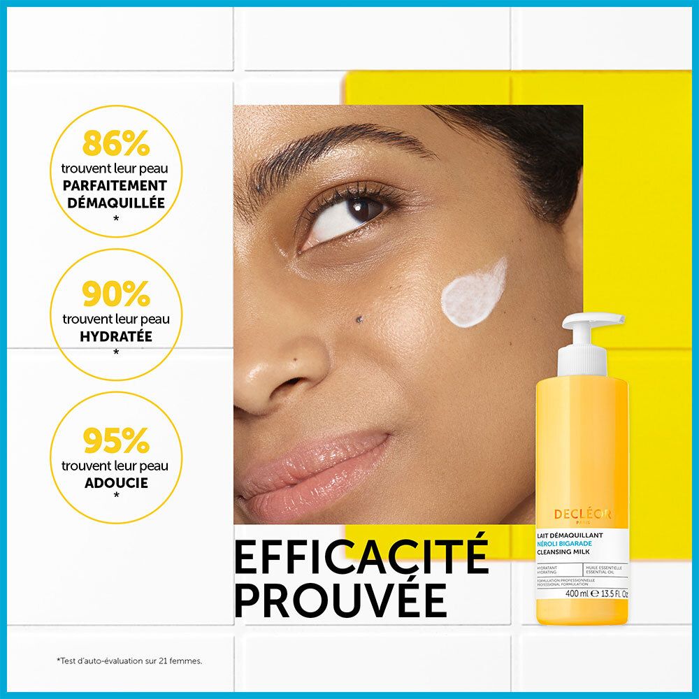 Gesicht mit Creme. Text: 86% perfekt abgeschminkt, 90% hydratisiert, 95% geschmeidig.