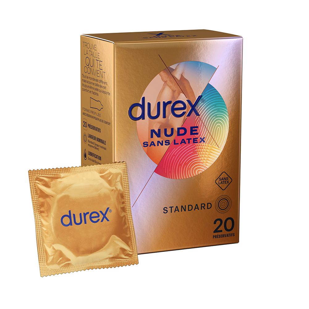 Durex Préservatifs Nude Sans Latex - 20 Préservatifs Sensation Peau Contre Peau