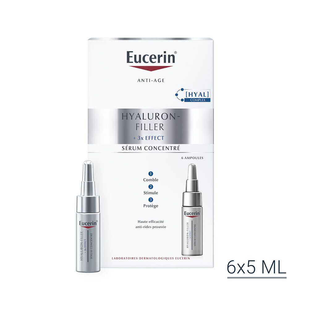 Eucerin Sérum Concentré. Boîte avec 6 ampoules. Contient 5 ml.