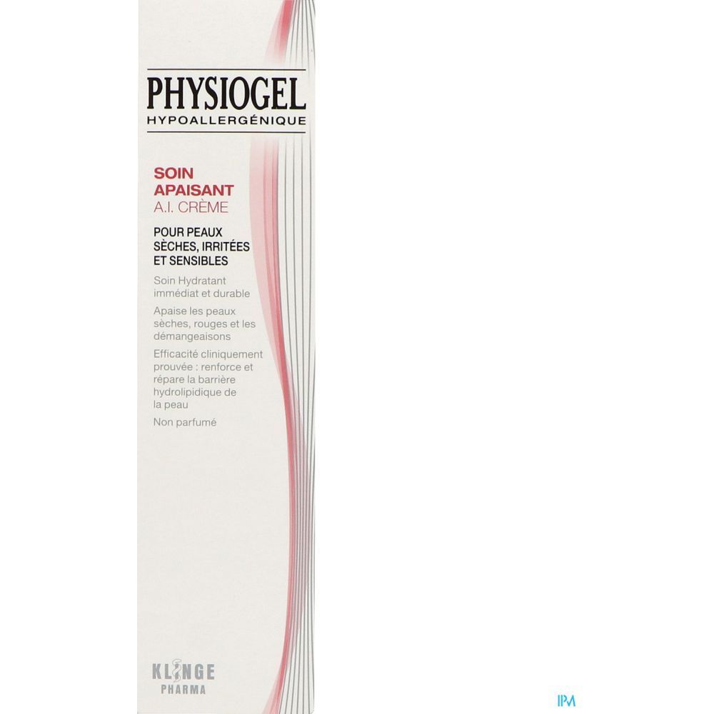 Emballage de Physiogel AI Crème. Boîte blanche avec informations et logo.