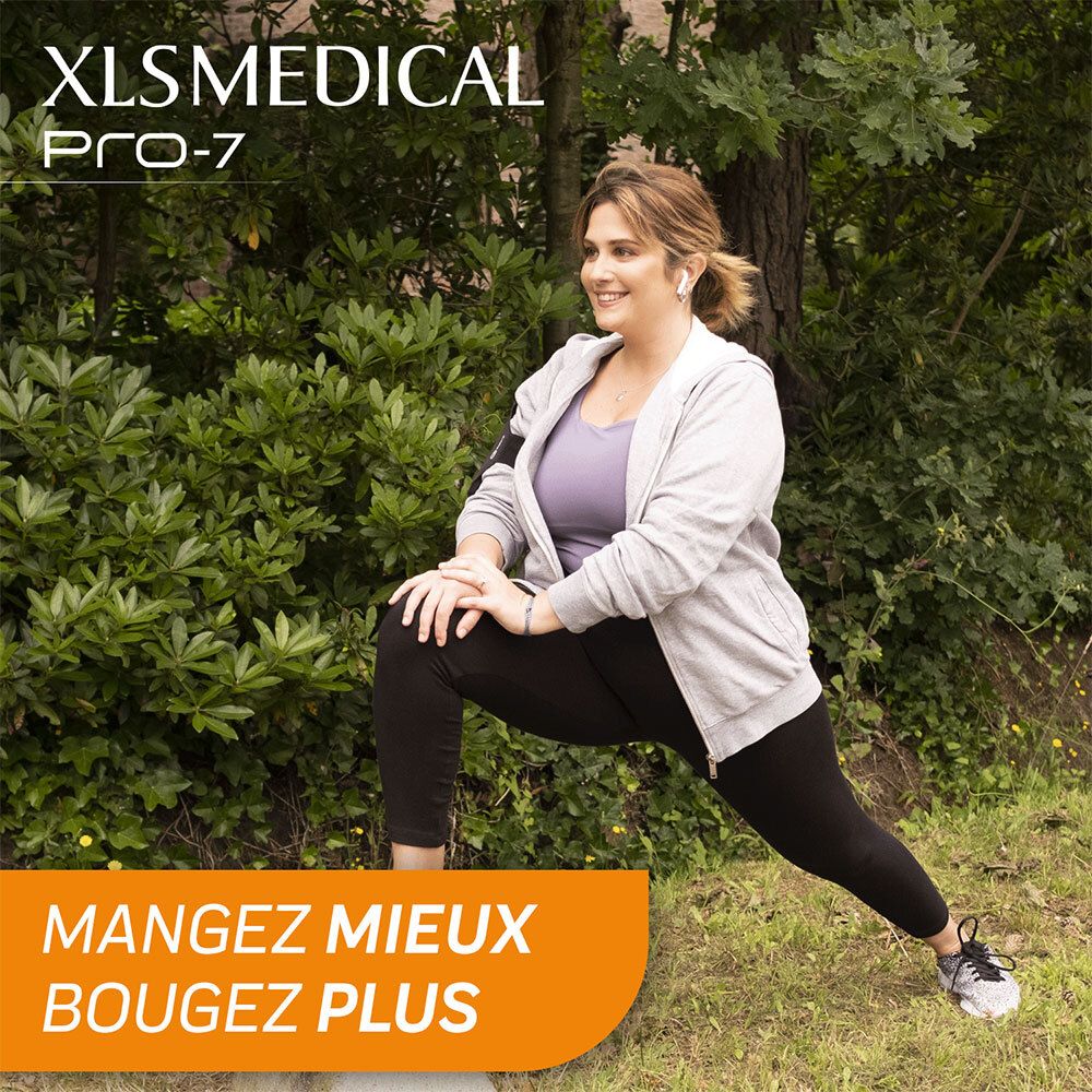 Graphique sur le mécanisme d'action de XLS Medical Pro-7. 6 étapes avec illustrations et texte en français.