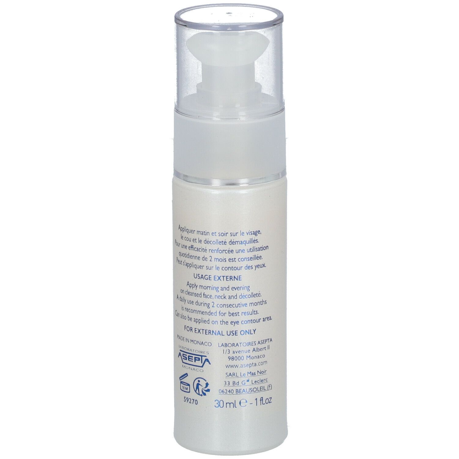 Coup d'Éclat SOIN EXPERT Anti-Taches. Flacon blanc avec pompe. Texte au dos. 30ml.