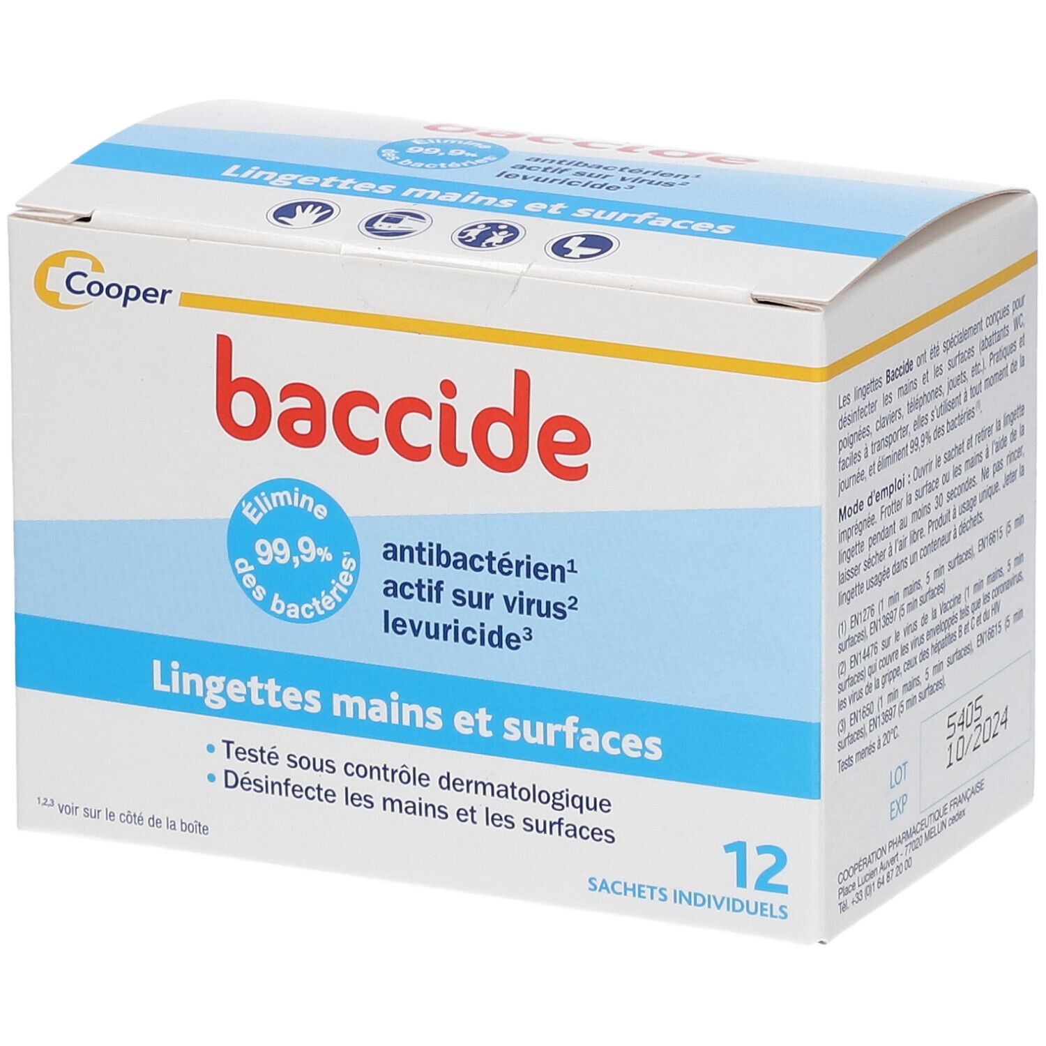 baccide Lingettes Mains et Surfaces Boite de 12