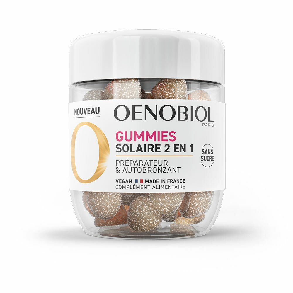 Oenobiol Gummies Solaire 2 en 1 Préparateur & Autobronzant, complément alimentaire - 60 capsules