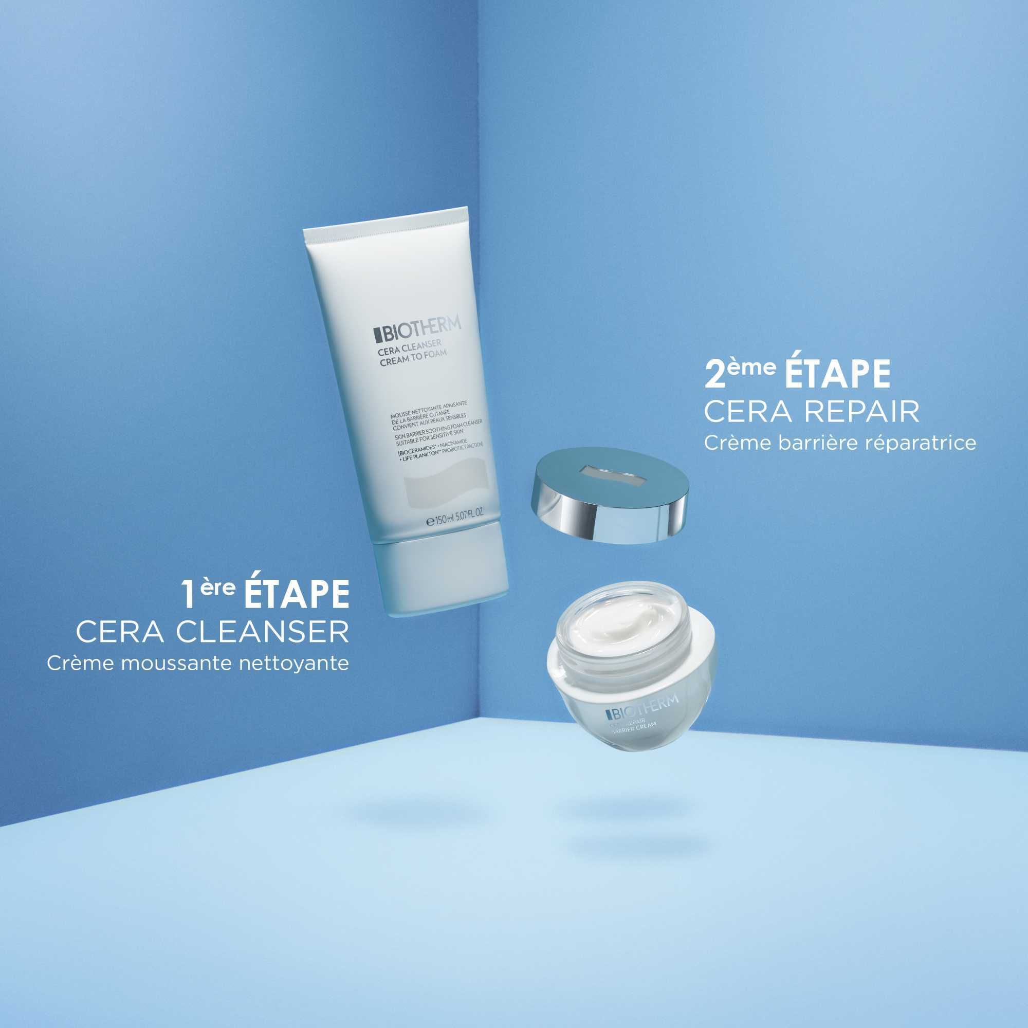 Crème et produits nettoyants. BIOTHERM Cera Repair. 1ère ÉTAPE Cera Cleanser.