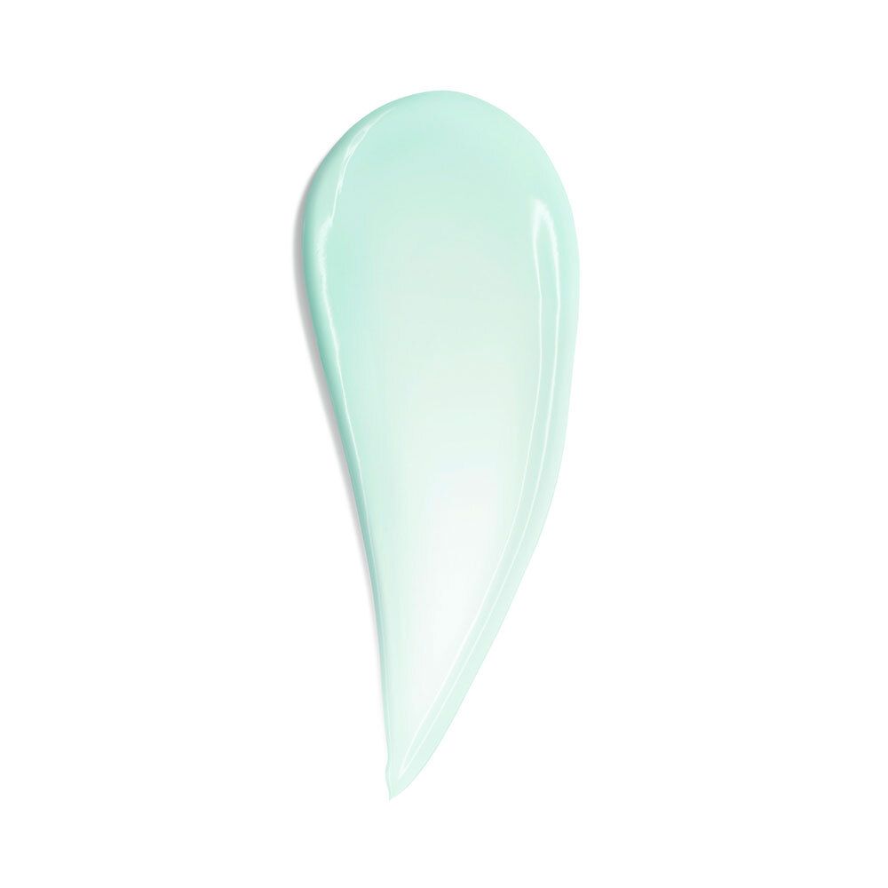 Klecks BIOTHERM Gel. Türkisgrüne, glänzende Textur. Form eines Tropfens. Auf weißem Hintergrund.