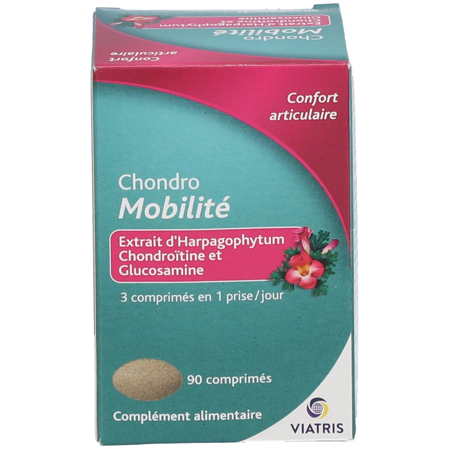 Emballage du produit. La boîte affiche le nom du produit, les ingrédients et la marque VIATRIS.