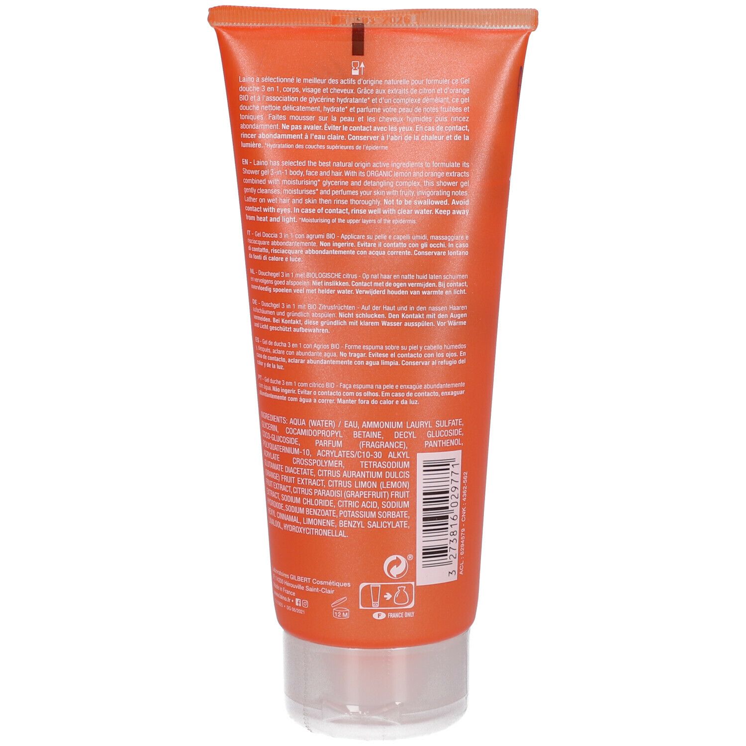 Laino GEL Douche 3 EN 1 Zestes DE Soleil - Gel douche en aux agrumes bio. tube 200 ml Duschgel