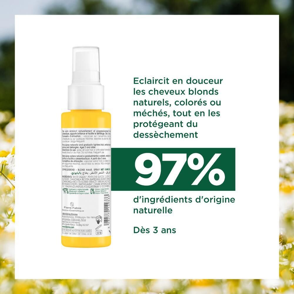 Produktflasche vor einem Hintergrund mit Gänseblümchen. Text: 97% natürliche Inhaltsstoffe. Ab 3 Jahren.