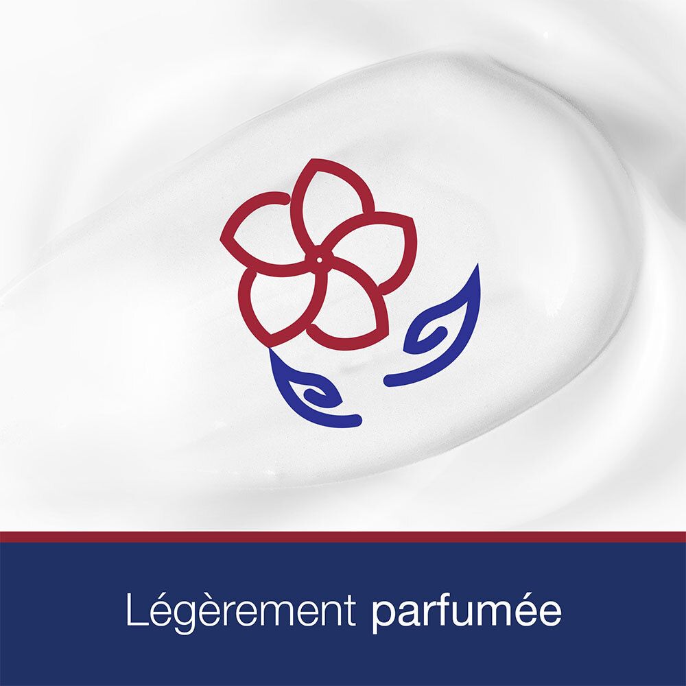 Représentation graphique : fleur et feuilles. Texte : Légèrement parfumée.