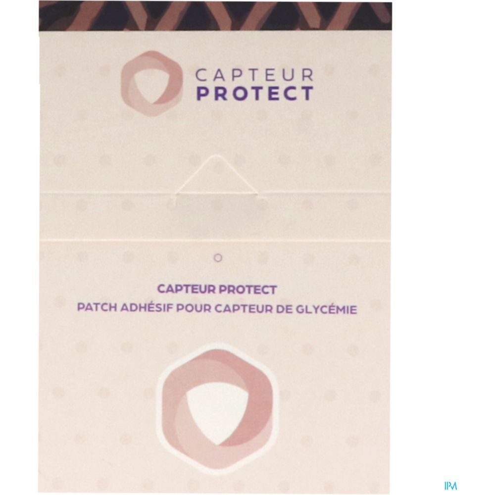 Emballage avec logo et texte: CAPTEUR PROTECT, Patch adhésif pour capteur de glycémie.