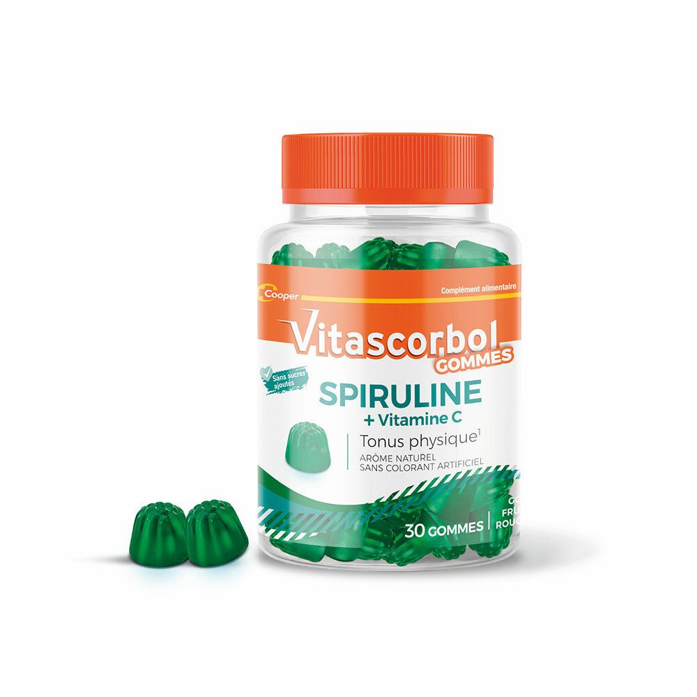 Vitascorbol Gommes Spiruline - Complément alimentaire à base de spiruline - Boîte de 30 gommes