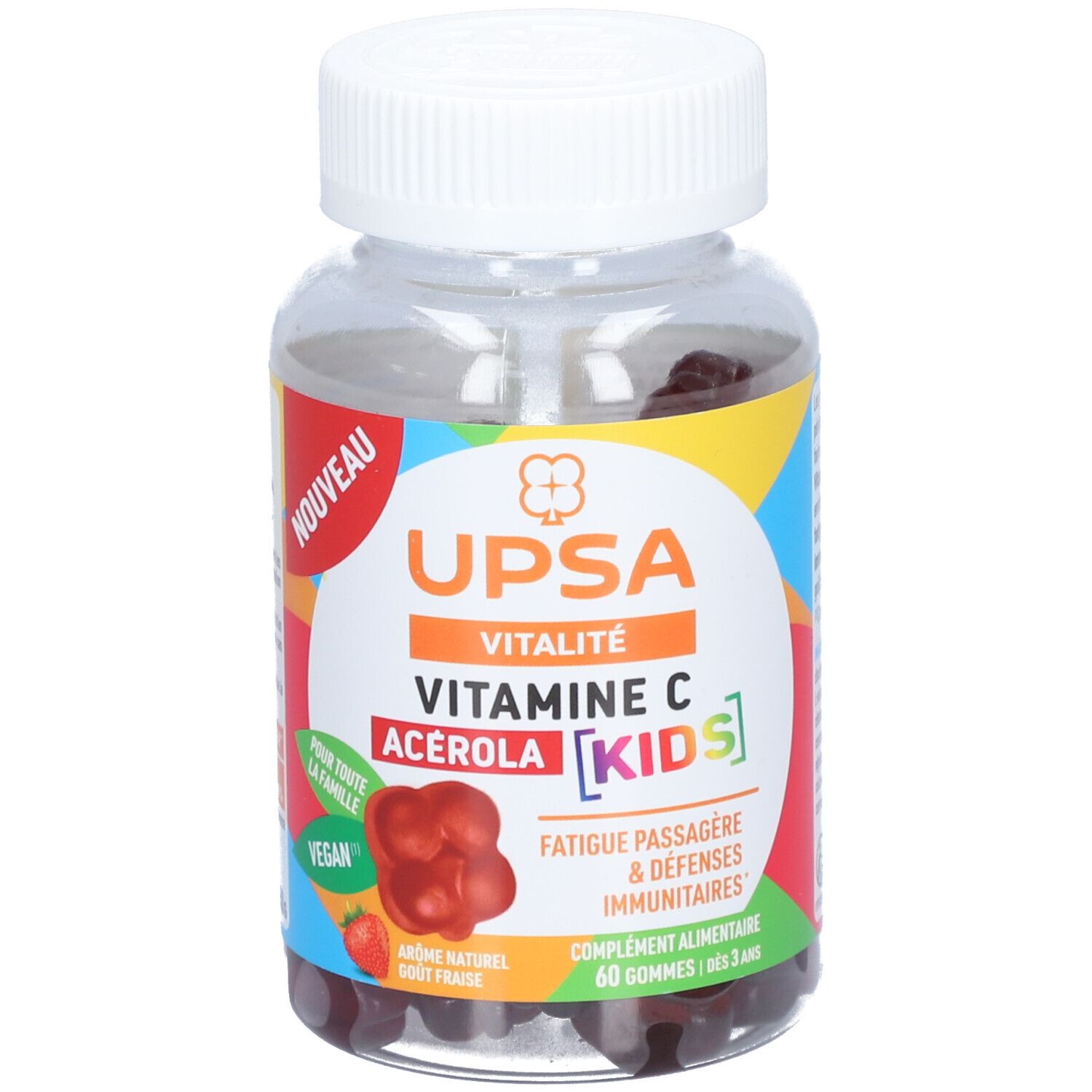 Acérola Vitamine C Kids - 60 gommes - Adulte & Enfant dès 3ans - Complément alimentaire, vegan, goût