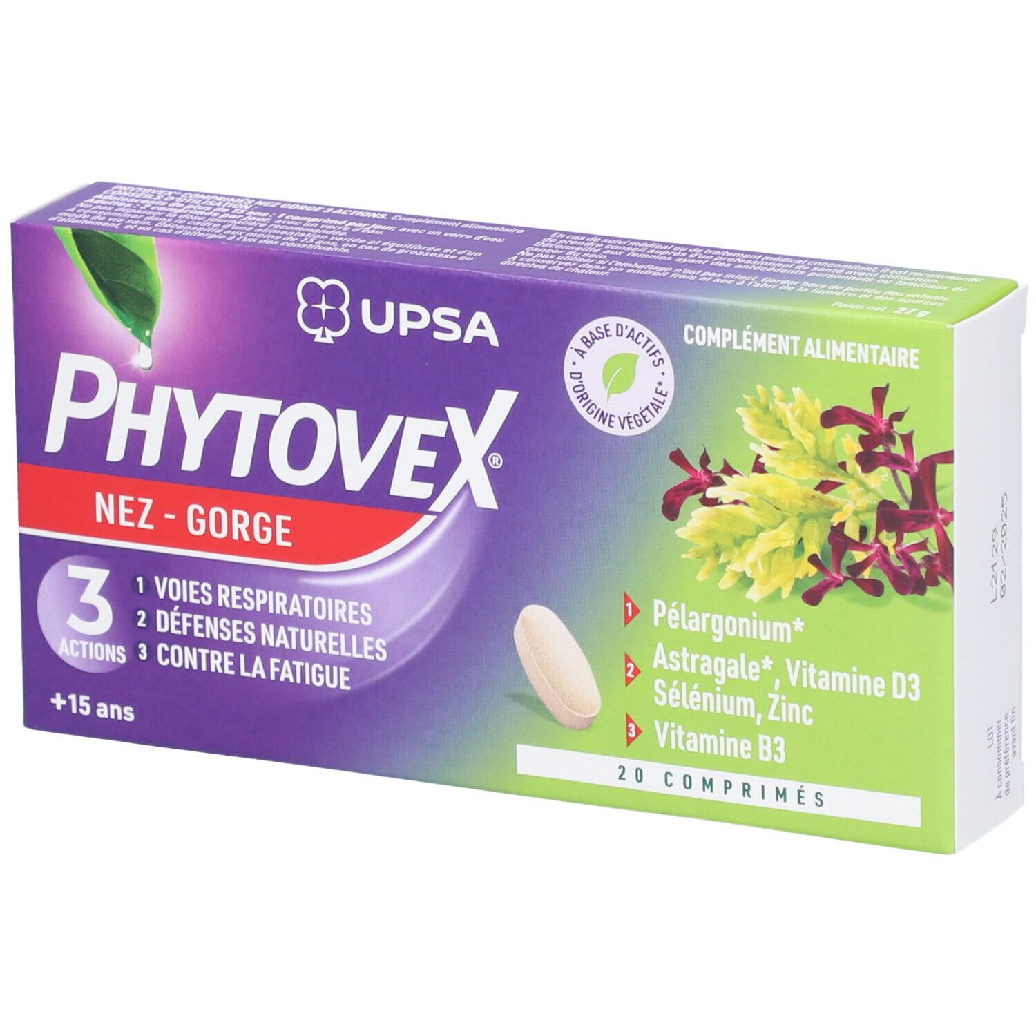 Phytovex Nez-Gorge 3 Actions Upsa, 20 comprimés - Adulte & Ado dès 15ans - Complément alimentaire Sa