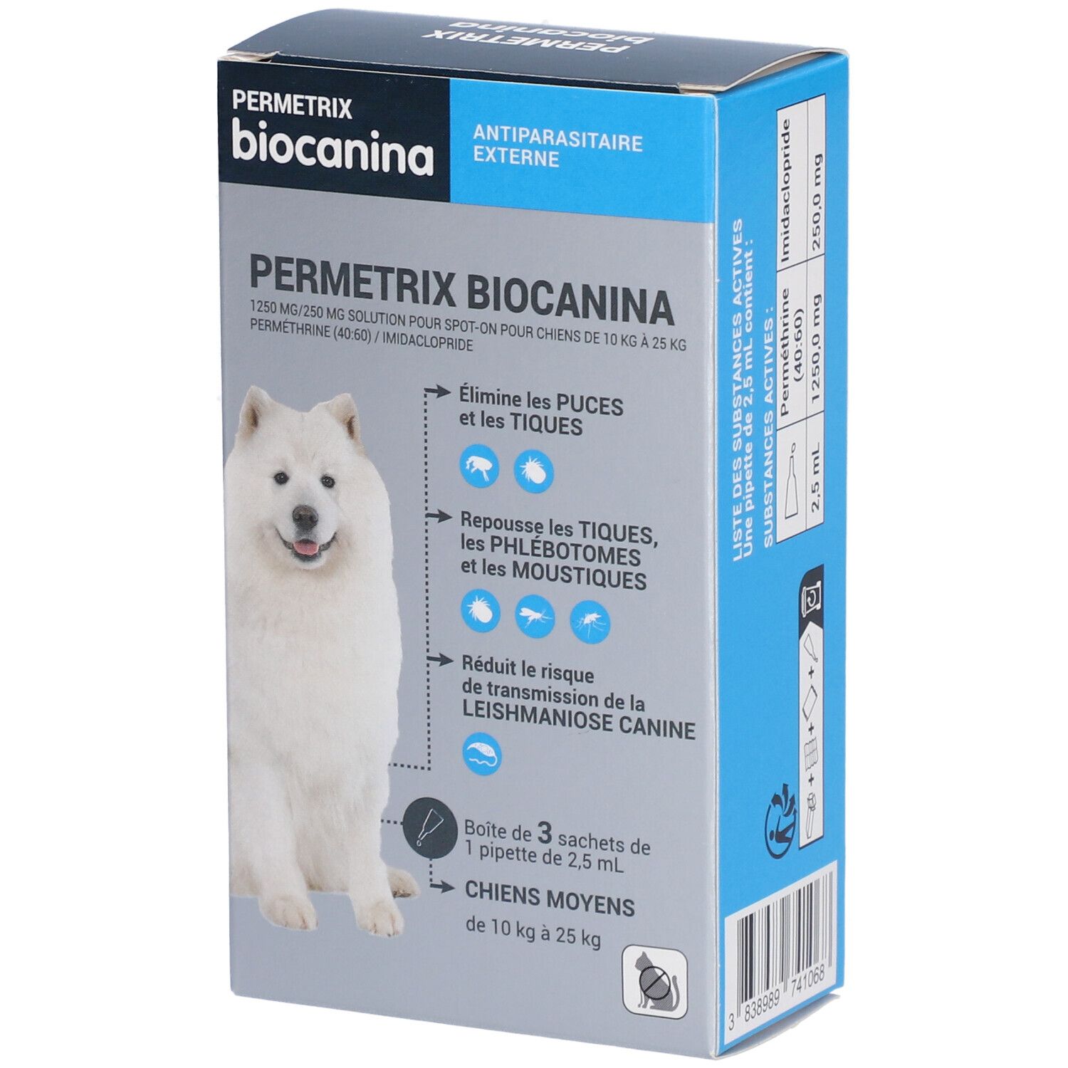 Biocanina APE Permetrix Chiens Moyens - Spot on, solution cutanée antiparasitaire externe
