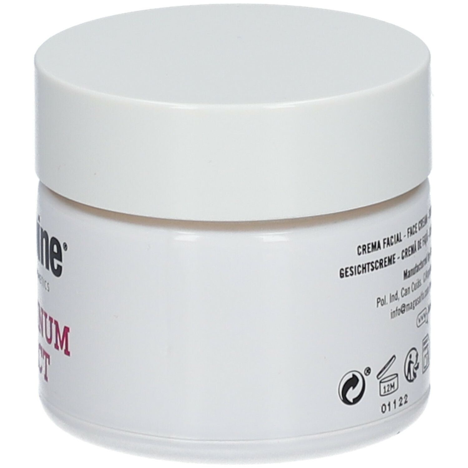 Pot blanc avec couvercle. Inscription: laCabine, BOTULINUM EFFECT.