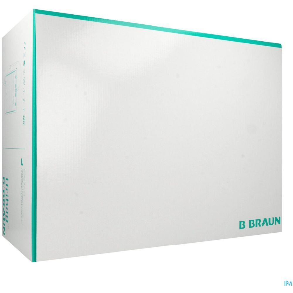 Kartonnen verpakking met groene rand en B Braun logo. Opschrift Uribag.