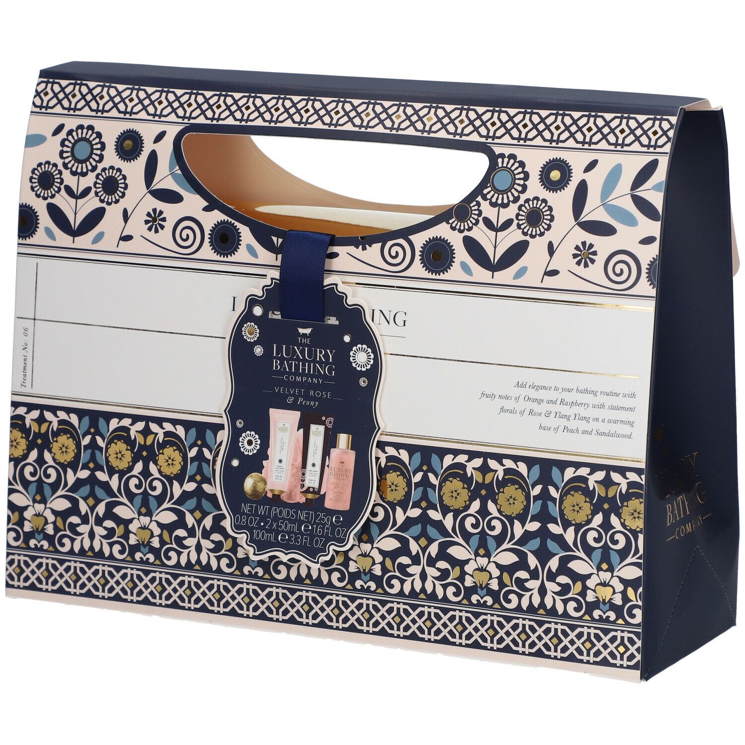The Luxury Bathing Company Coffret Decorative Borders Perfect Night In Gift Bag - Rose velours et Pi