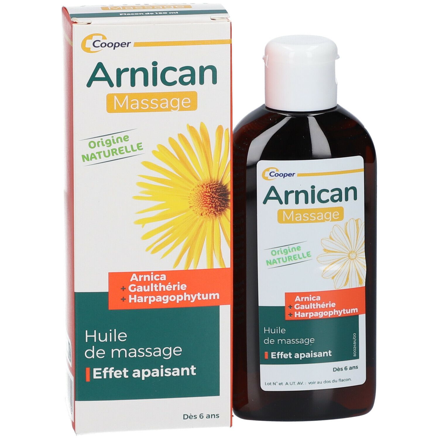 Produktflasche neben Verpackung. Flasche und Verpackung mit Produktnamen und Inhaltsstoffen.