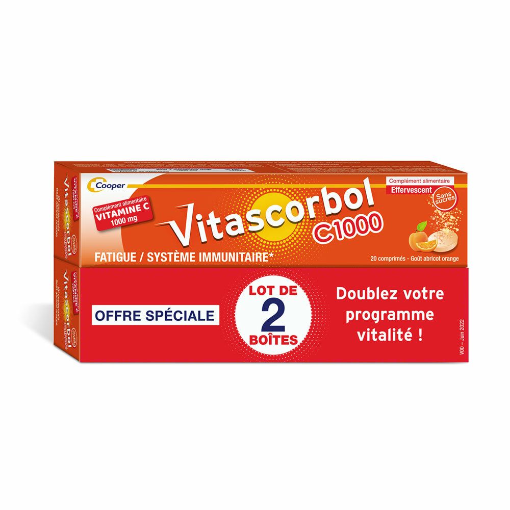 Cooper Vitascorbol C 1000 - Complément alimentaire vitamine C goût orange