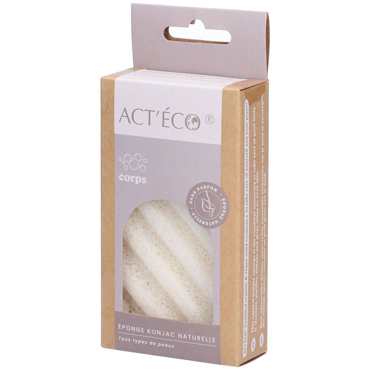 Act'eco® Éponge Konjac Naturelle Corps