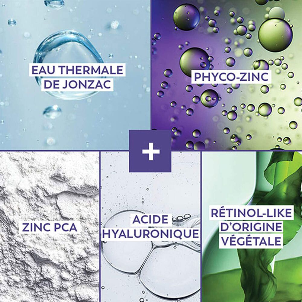 Rückseite der Jonzac Pure Age Lotion. Text: Eigenschaften, Anwendungshinweise, Testergebnisse. Flasche mit weißem Deckel.