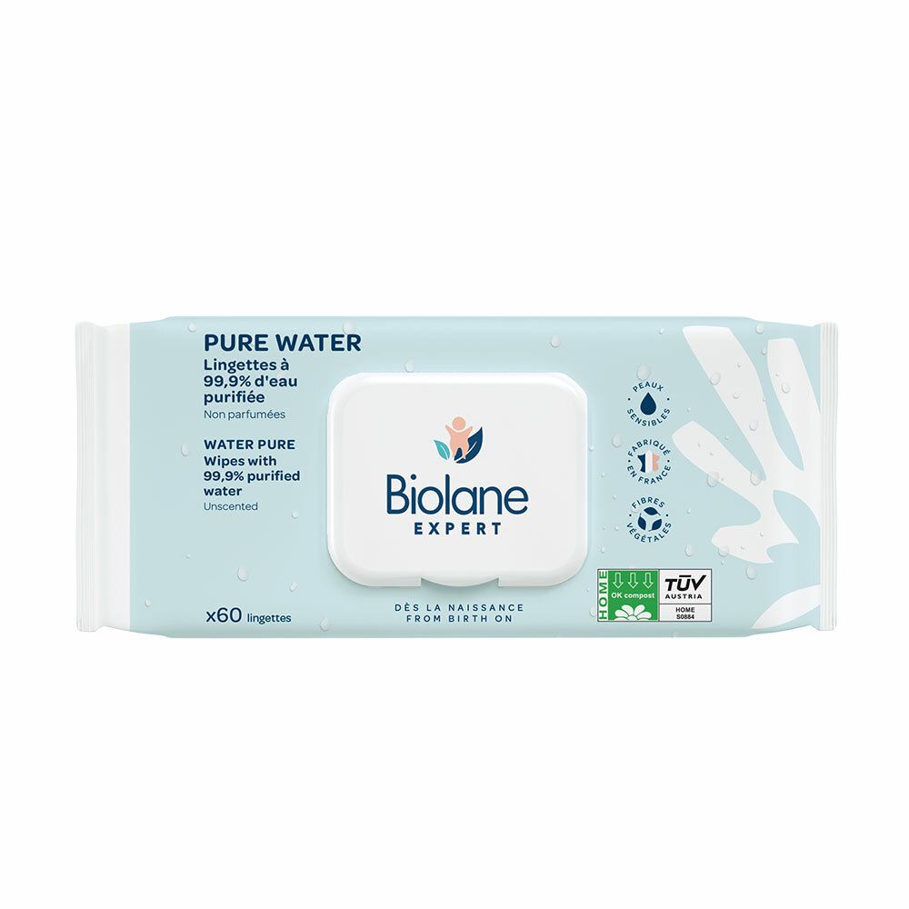 Biolane Expert Lingettes Pure Water 60 lingettes