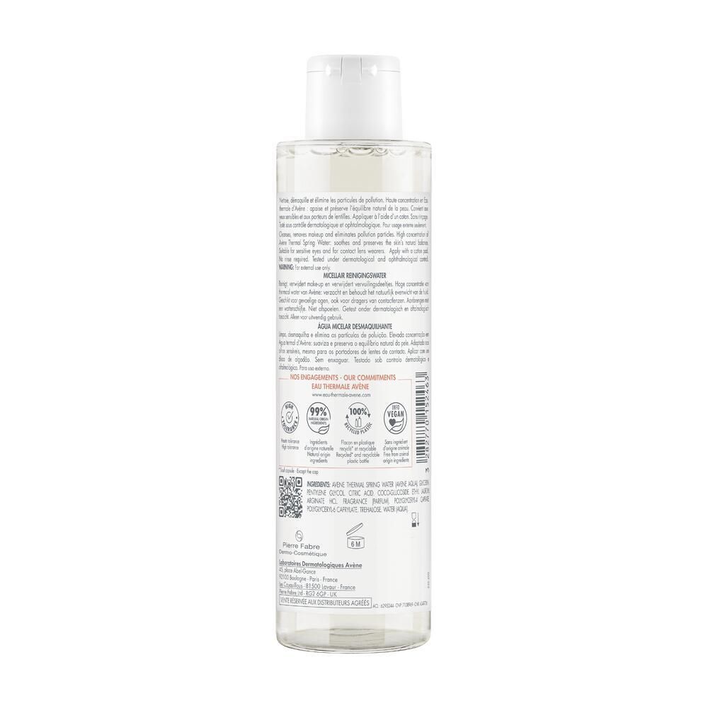 Dos du flacon. Texte multilingue. Logos: 99%, Vegan, 100% recyclable. Code QR et informations de production.