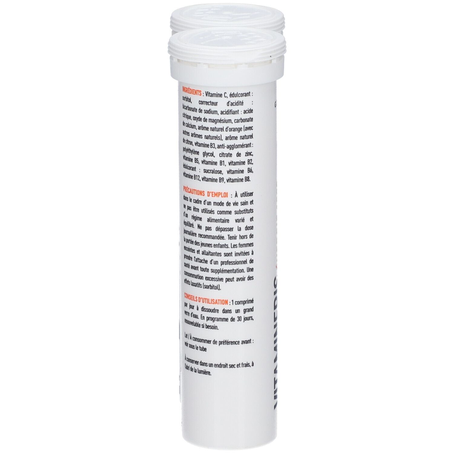 Tube blanc avec bouchon à vis. Dos avec ingrédients et instructions d'utilisation. Texte en français.