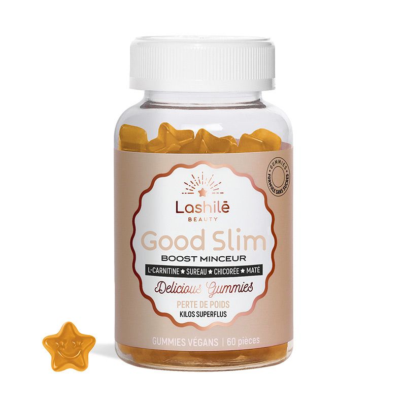 Klare Flasche mit gelben Stern-Gummibärchen. Aufkleber mit Produktnamen und Inhaltsstoffen. 60 Stück.