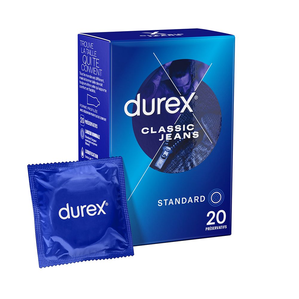 Durex Préservatifs Classic Jeans - 20 Préservatifs Confort et Confiance