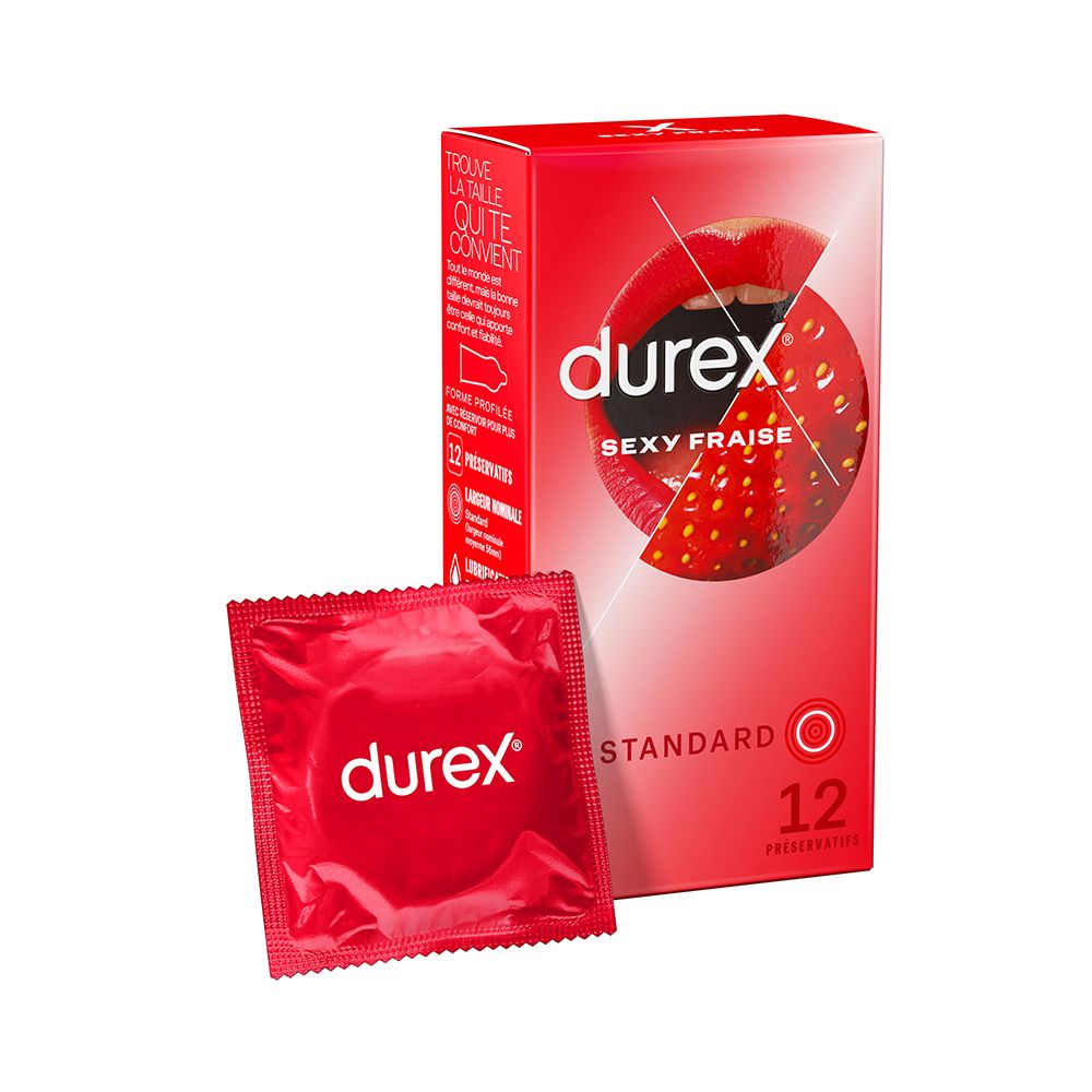 Durex Préservatifs Sexy Fraise - 12 Préservatifs Parfumés