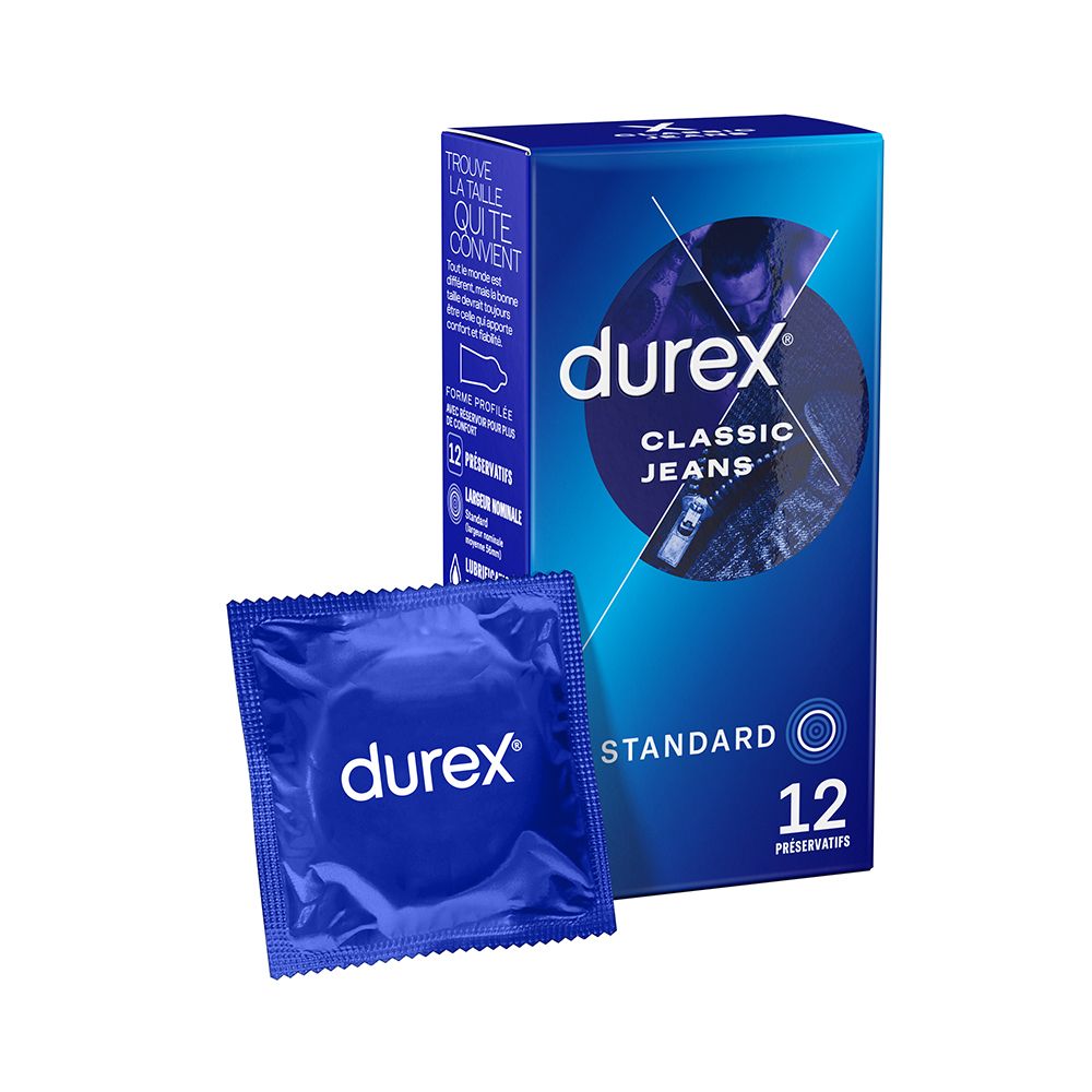 Durex Préservatifs Classic Jeans - 12 Préservatifs Confort et Confiance