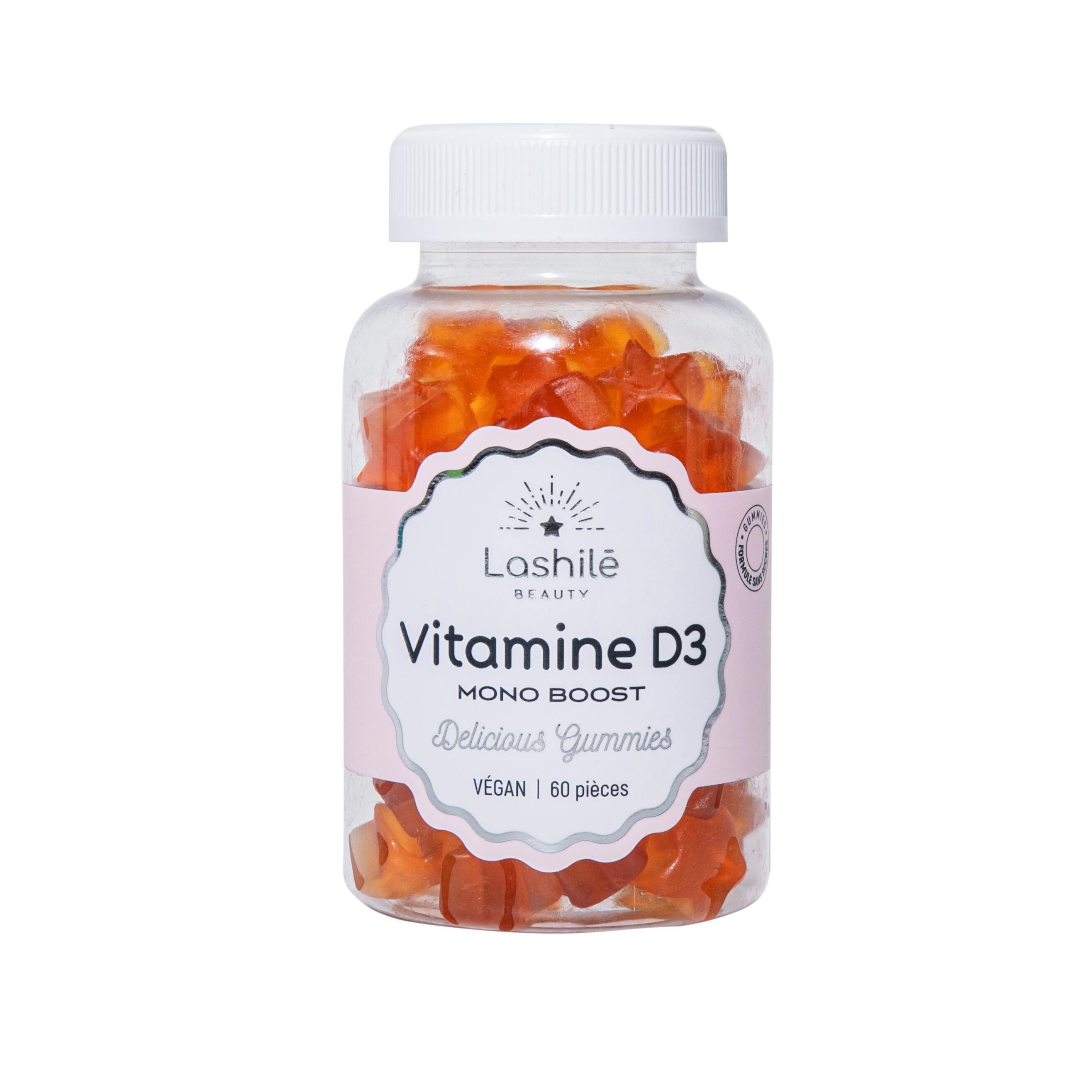 Lashilé Beauty - Compléments Alimentaires - Vitamine D3 - Fonctionnement normal du système immunitaire - Cure 1 mois - 60 Gummies