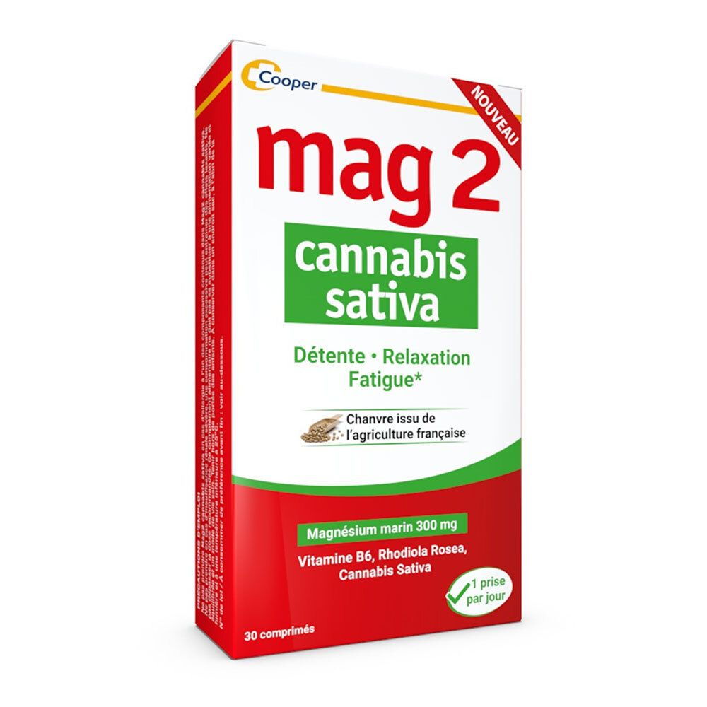 MAG 2 Cannabis Sativa à base de magnésium, vitamine B6 et cannabis sativa - complément alimentaire - 30 comprimés