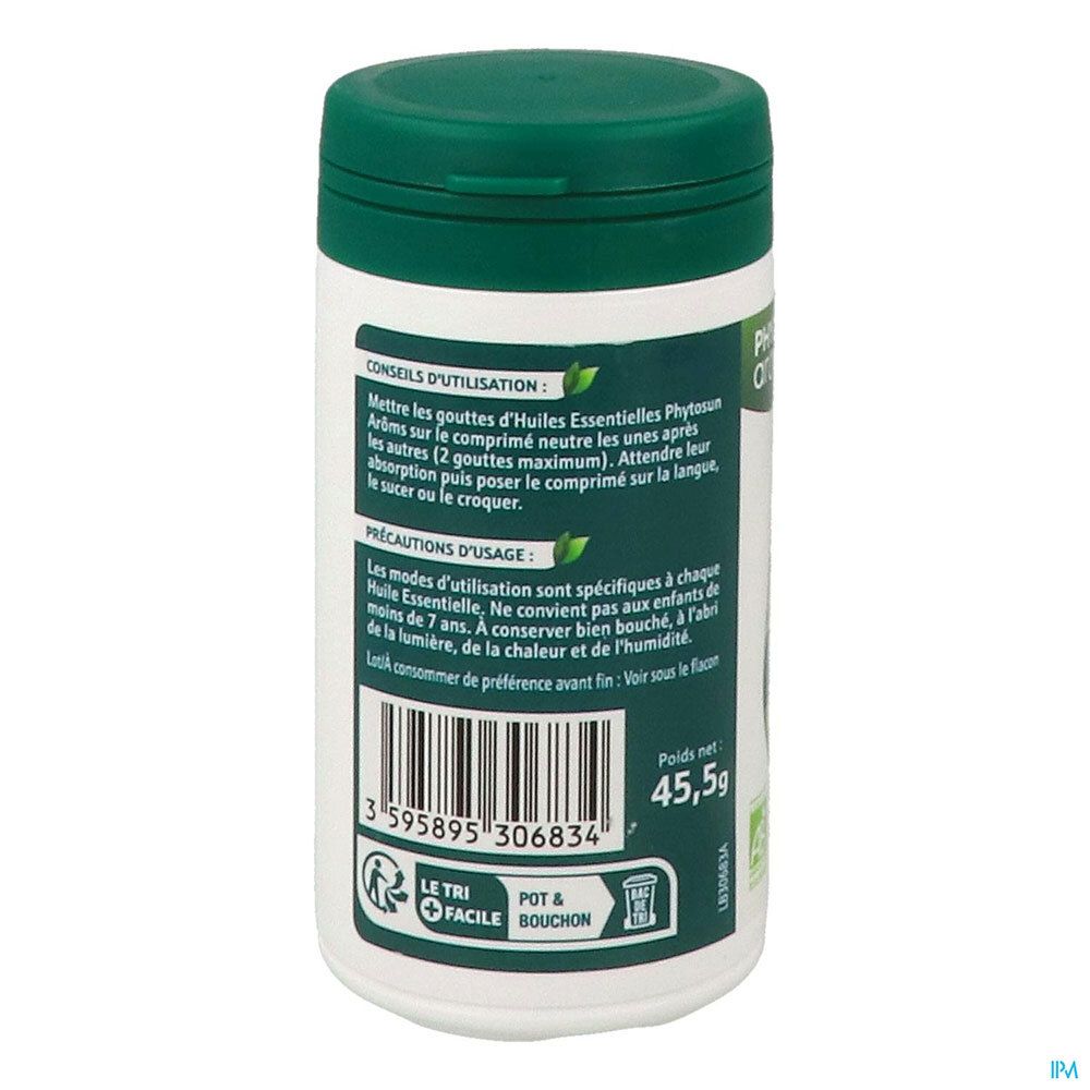 Rückseite der weißen Dose mit grünem Deckel. Text: Gebrauchsanweisung, Vorsichtsmaßnahmen. Gewicht: 45,5g. Recycling-Symbol.