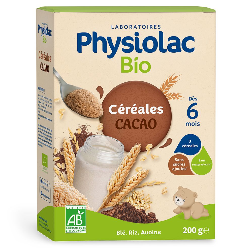 Physiolac Bio Céréales Cacao Dès 6 mois