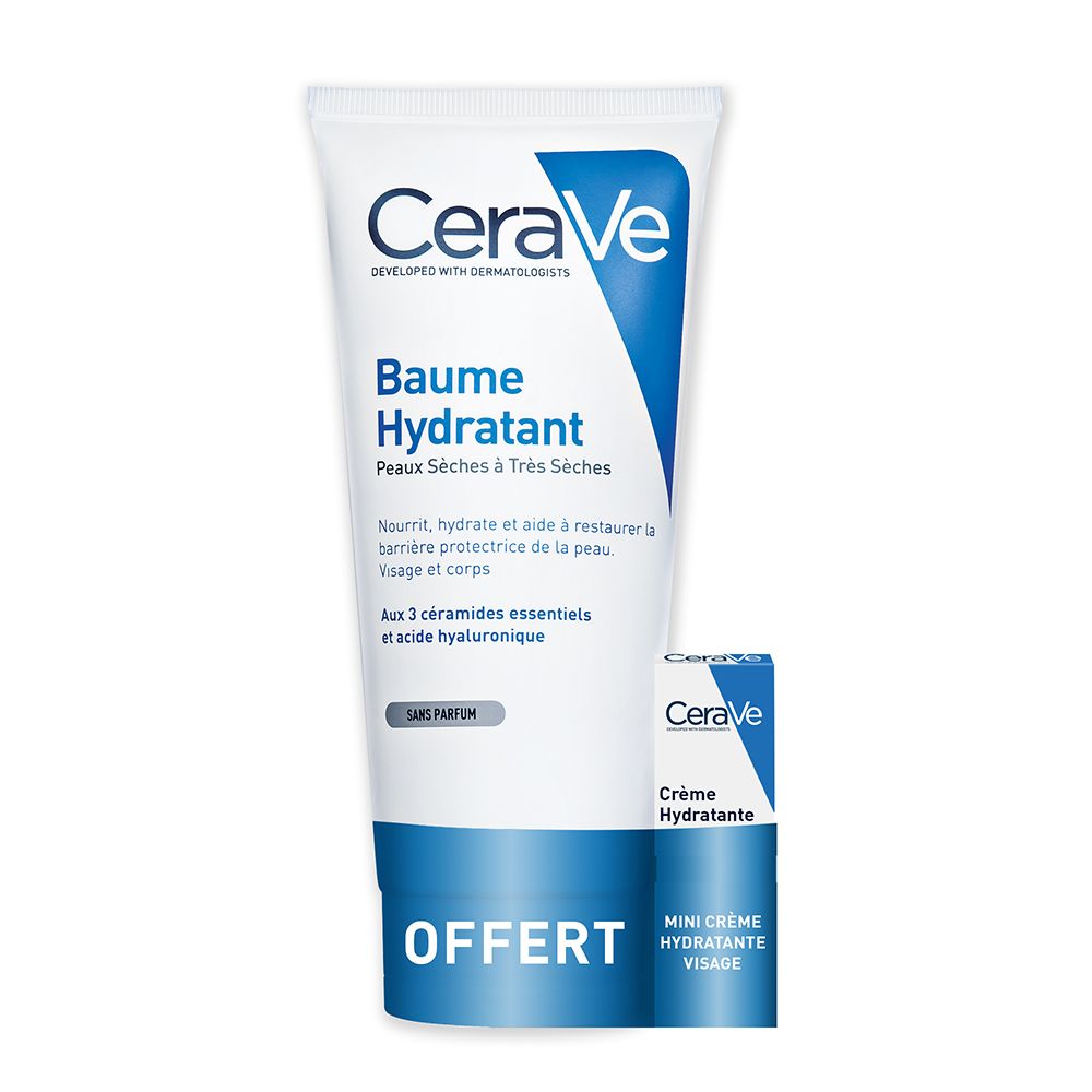 CeraVa Baume Hydratant + Crème Hydratante Visage pour les peaux sèches à très sèches