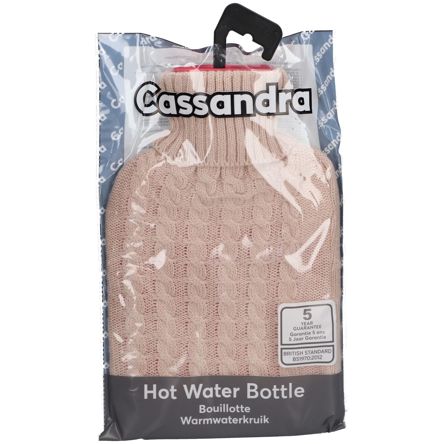 Cassandra Bouillotte Housse Tricot Rose 1,8L