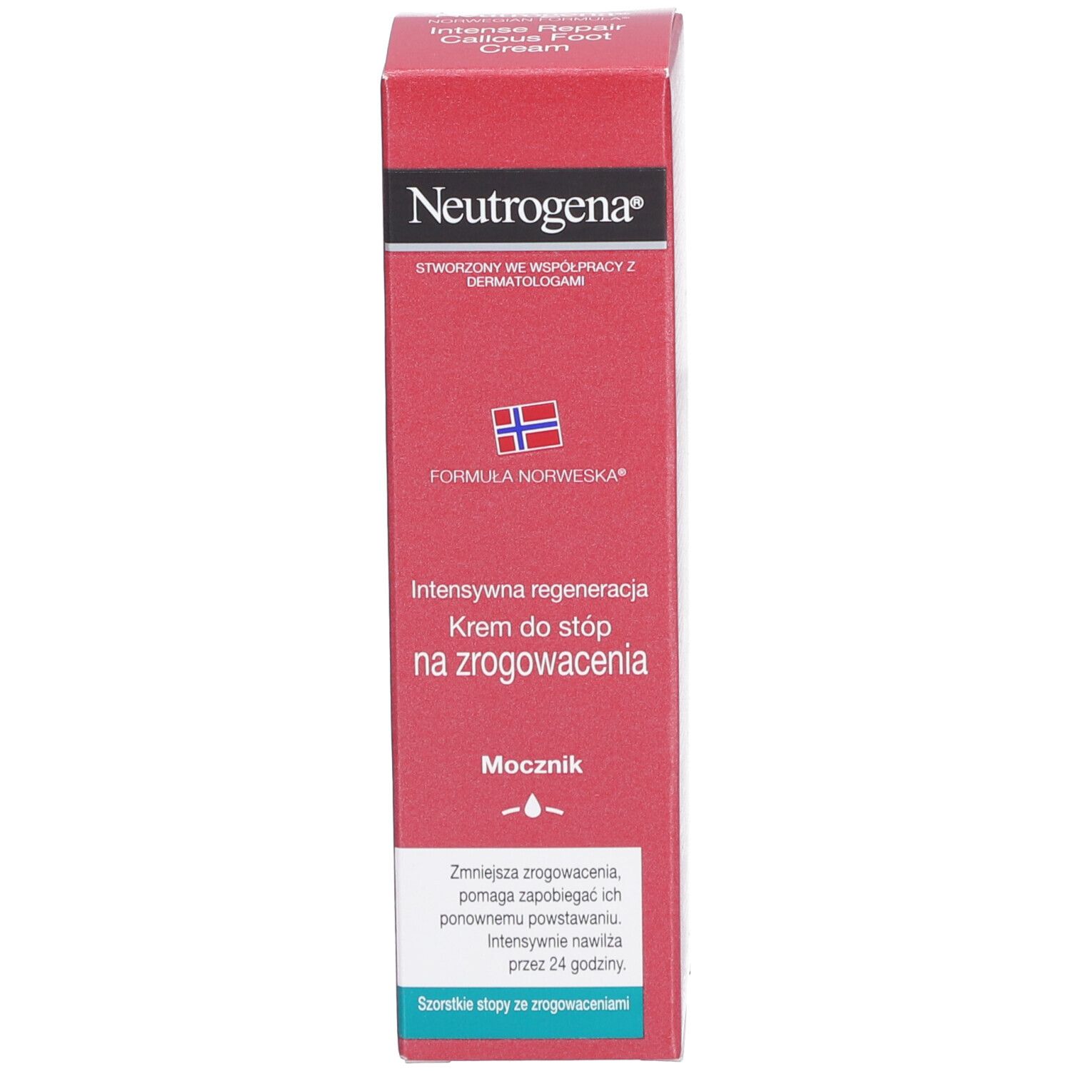 Rote Schachtel. Neutrogena. Intensywna regeneracja Krem do stóp na zrogowacenia. Mit Harnstoff.
