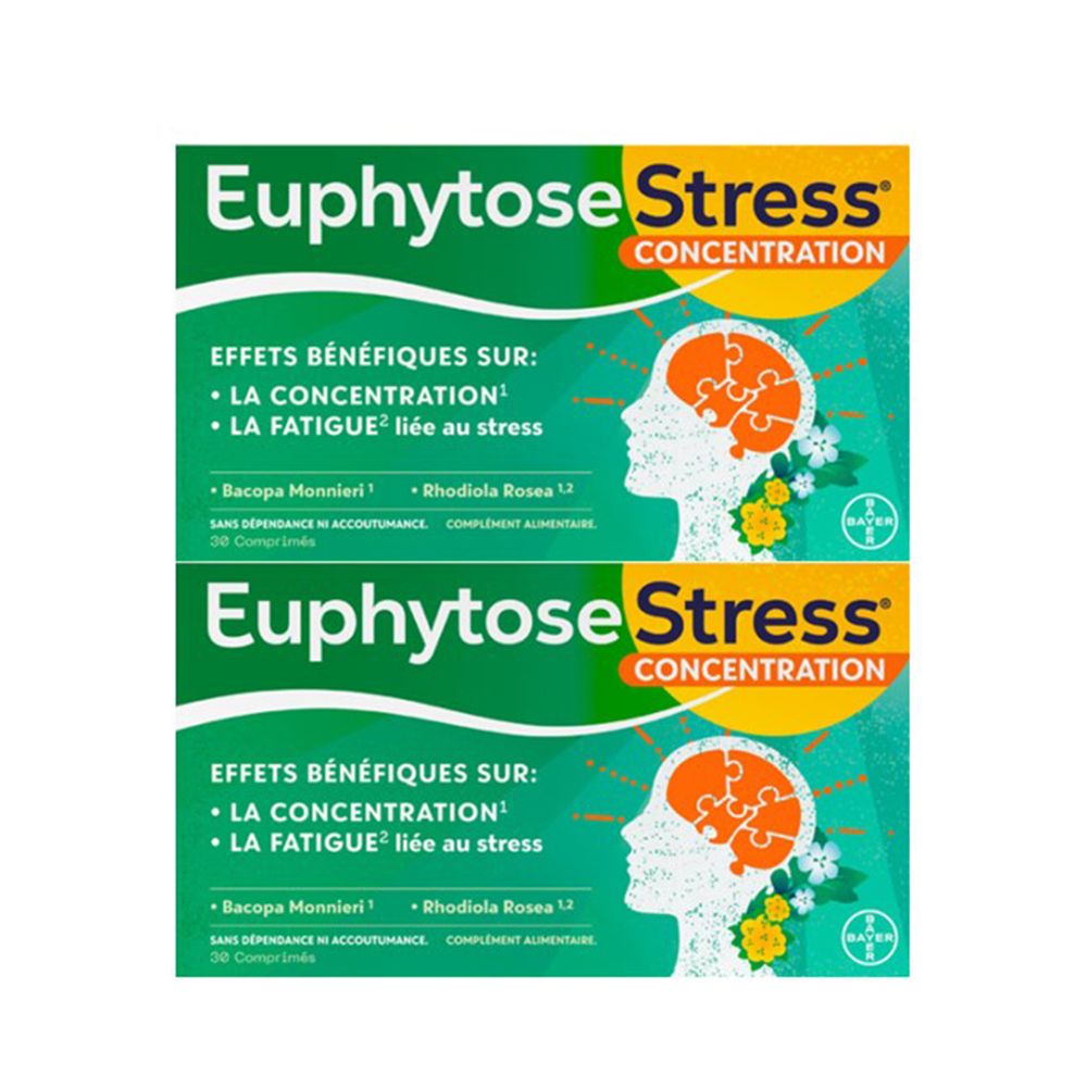 EuphytoseStress® Concentration -Stress ,difficulté de concentration - Bacopa Monnieri et Rhodiola Ro