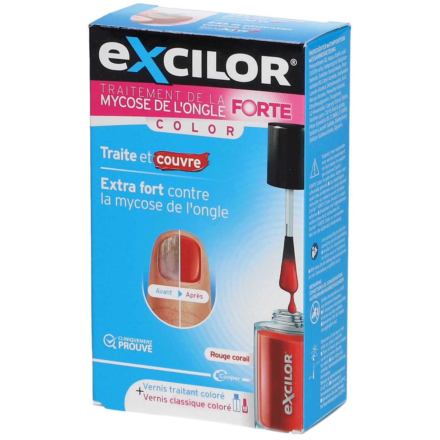 eXcilor® Forte Color Traitement de la Mycose de l'Ongle Rouge corail