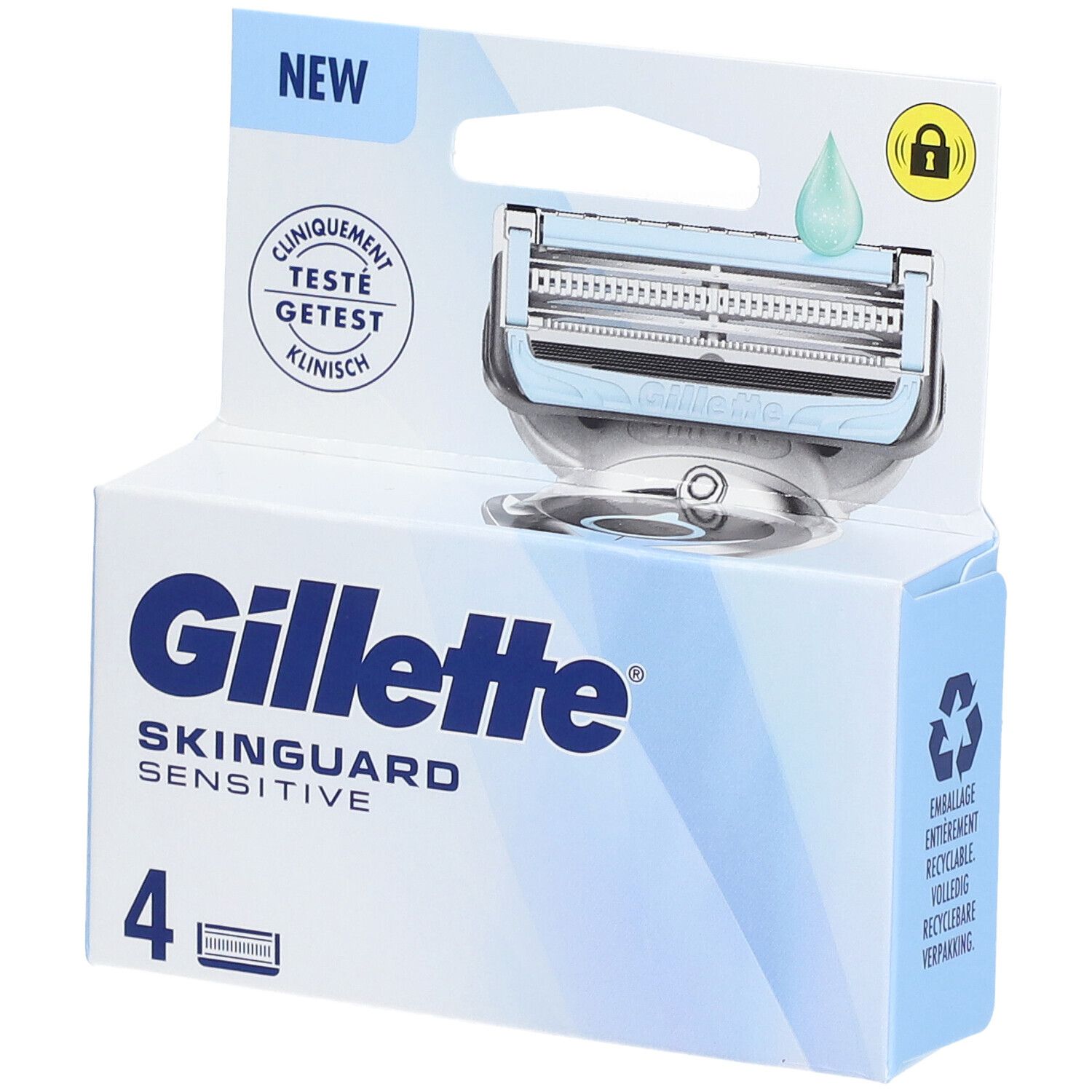 Gillette Skinguard Sensitive Lame - Lame de rechange à l'aloe vera pour rasoir mécanique.
