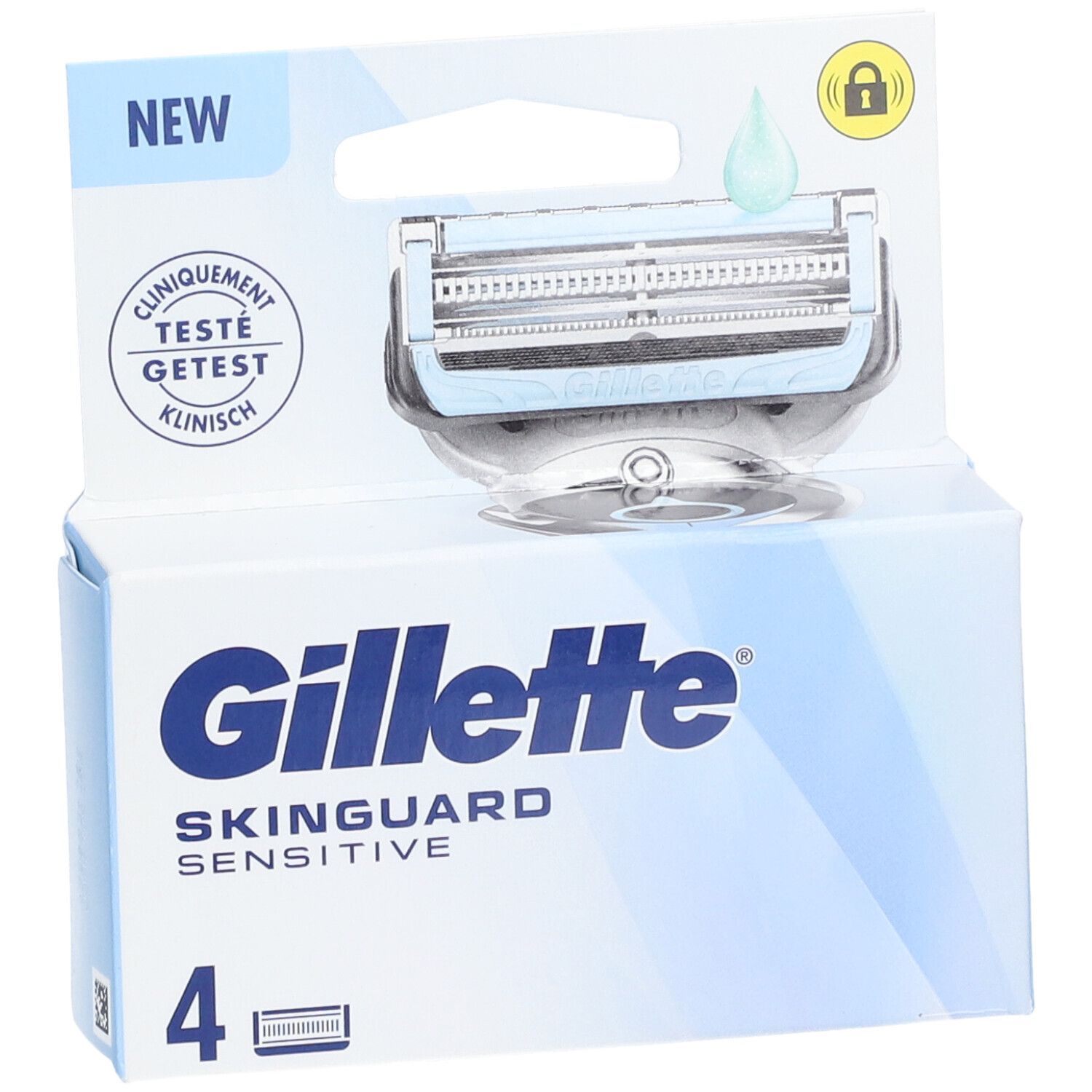 Paquet de lames de rasoir Gillette Skinguard Sensitive. 4 lames. Testé cliniquement. Avec Aloe Vera.